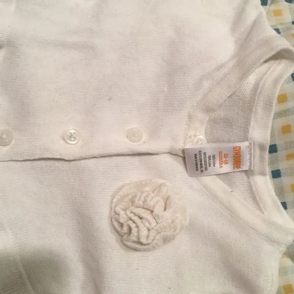 Gymboree White stain free ruffle peplum sweater